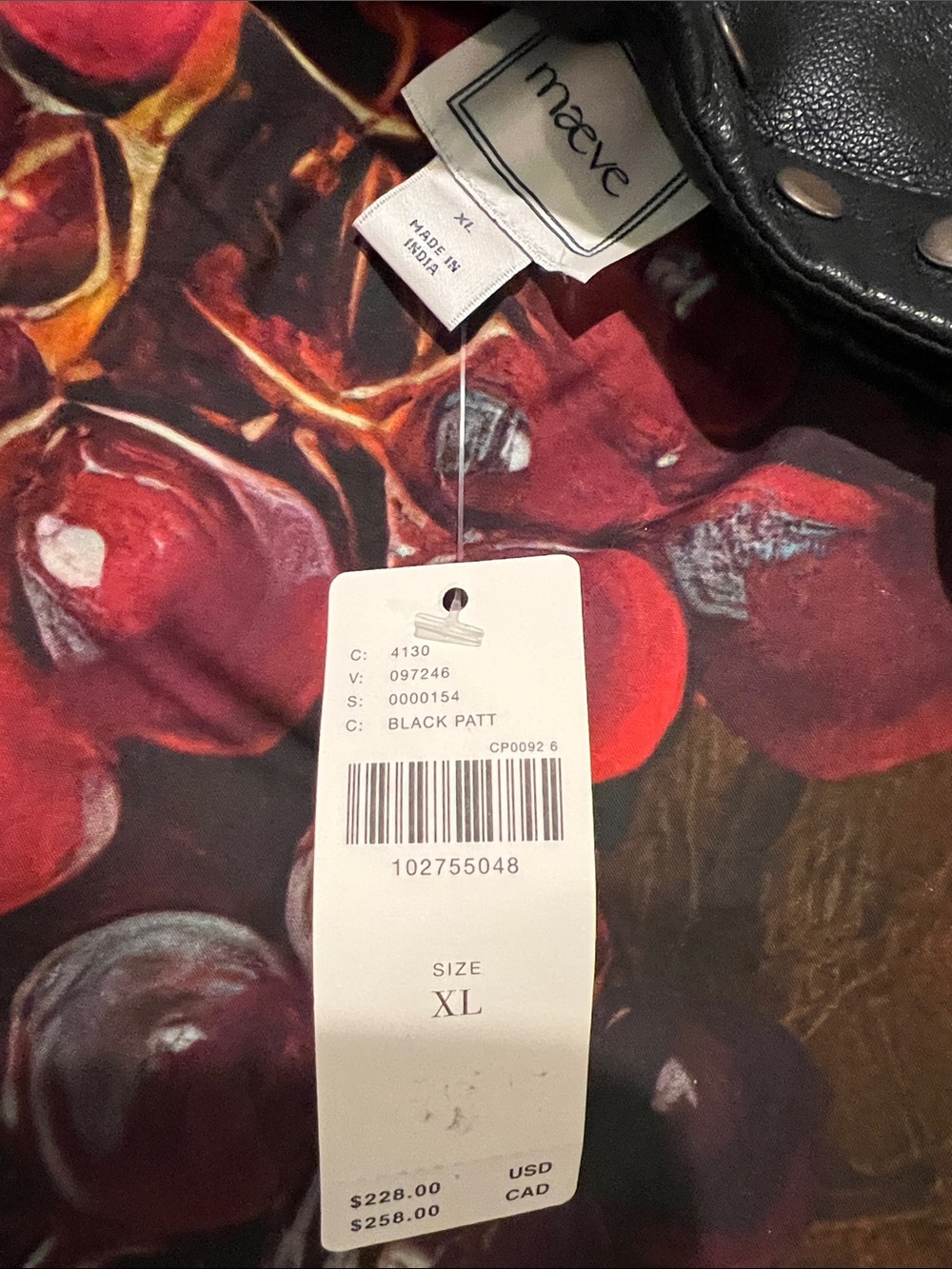 Anthropologie Black Midi Dress with Fruit Print - Picture 9 of 9